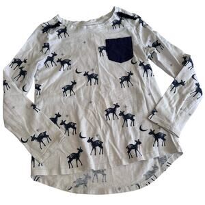 Cat & Jack Girls White Long Sleeve Deer Tee - Medium